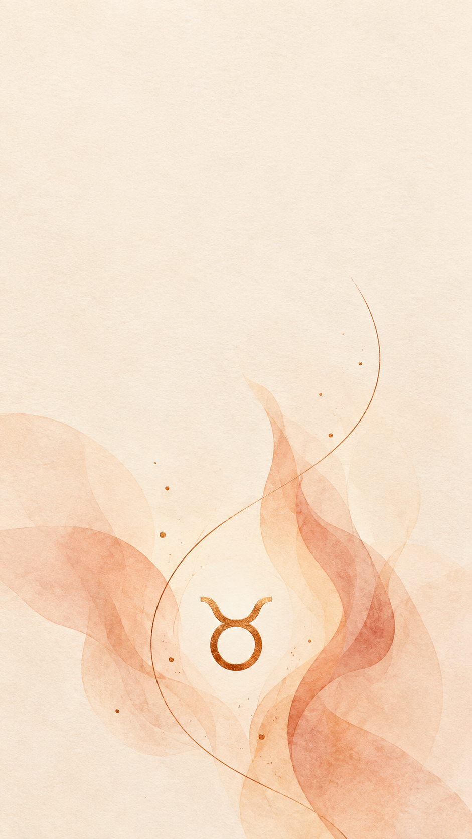 Taurus symbol in translucent peach and copper Fire artwork